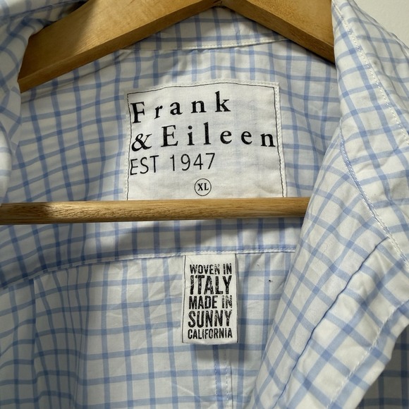 Frank‎ & Eileen Womens Billy Jean Crinkle Plaid Button Up Shirt Size XL Blue - Picture 6 of 9